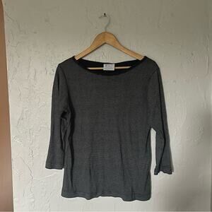 Fresh Produce Vintage 1990s Navy and White Striped 3/4 Sleeve Top size Large